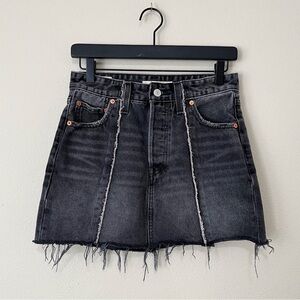Levi's Frayed Hem Black Denim Mini Skirt